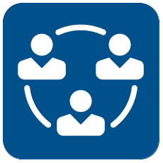  icon of three people connected in a circle by lines