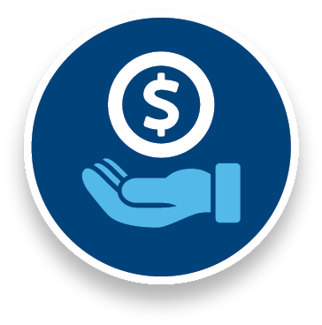 Icon with hand holding money