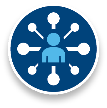Icon showing a person with nodes reaching out indicating access