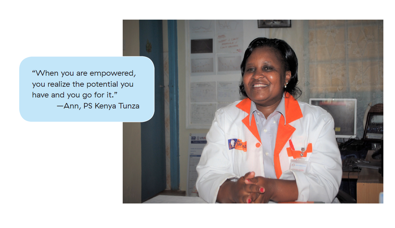 A photo of Ann from the PS Kenya Tunza social franchise.