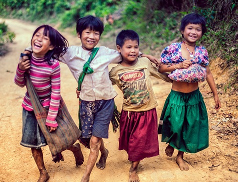 Happy children in Myanmar.