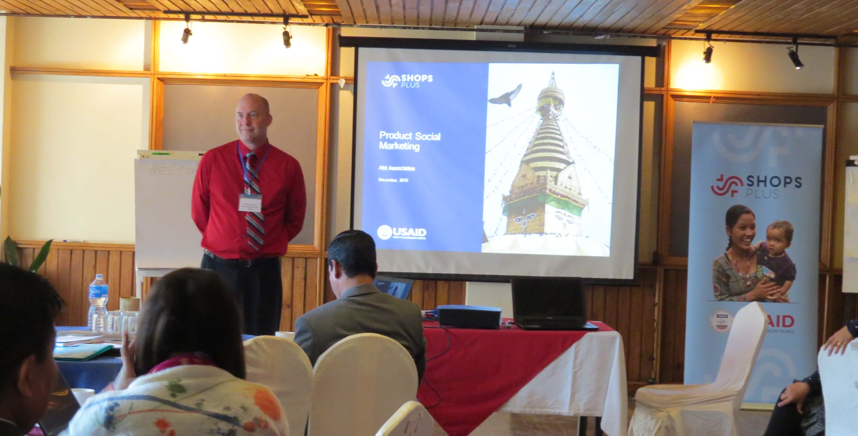 Jeffrey Barnes, chief of party of the SHOPS Plus team in Nepal, explains the fundamentals of social marketing for products.