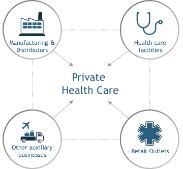 Infographic showing the private healthcare structure