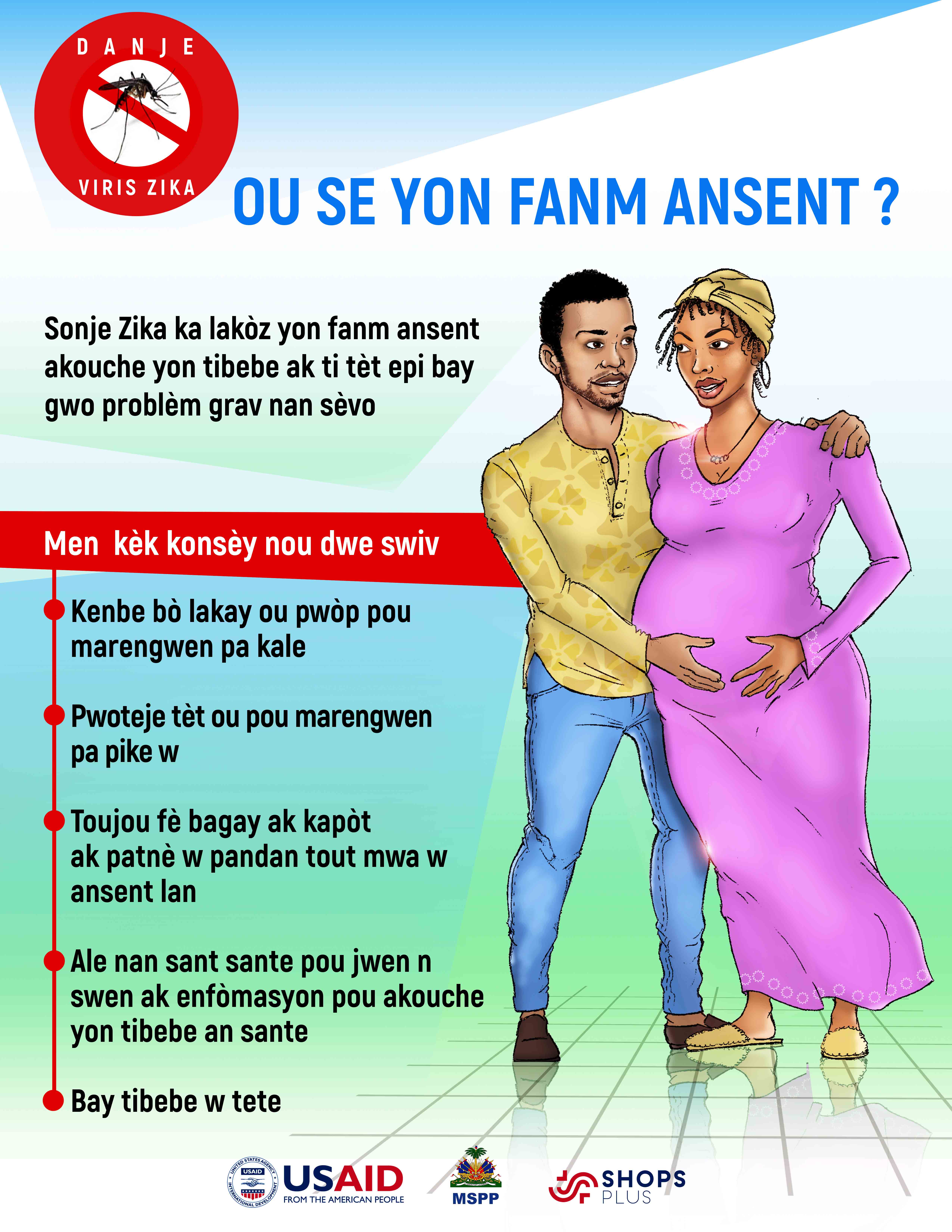Poster with information about Zika used in Haiti