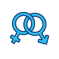 male and female symbol interlocked to represent a couple