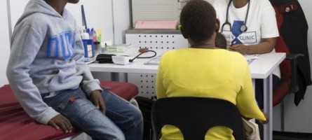 Patients consult with the nurse at the Diepsloot clinic in northern Johannesburg.