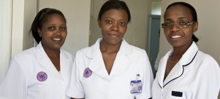 A picture of three private sector nurses in Kenya.