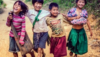 Happy children in Myanmar. 