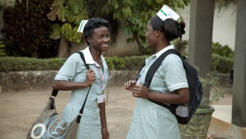 Two student nurses talking