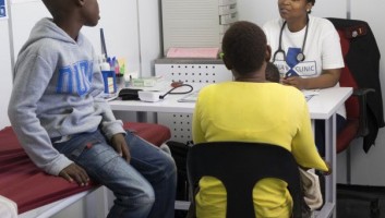Patients consult with the nurse at the Diepsloot clinic in northern Johannesburg.