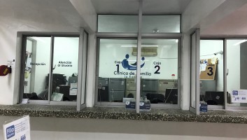 First floor reception and waiting area at La Clinica de Familia