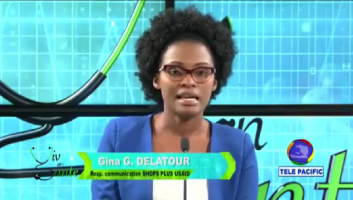 Djina Guillet Delatour serves as a guest speaker on a Haitian television show, Viv en Santé. 