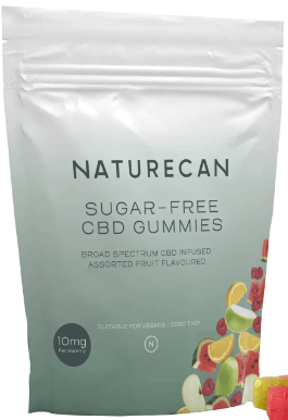 Naturecan zuckerfreie CBD Fruchtgummis Abbild Tabelle