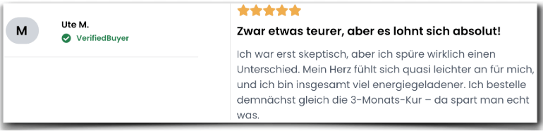 Eine positive Erfahrung, die auf der Website des Herstellers gefunden wurde Revintis Forte Erfahrungen Erfahrung Bewertung Erfahrungsberichte